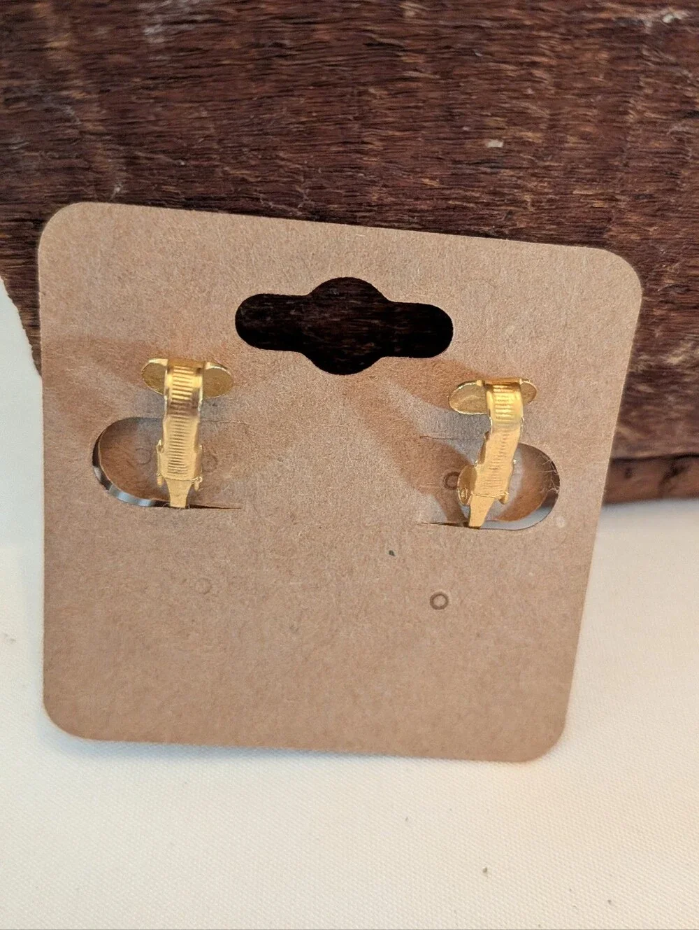 Vintage Clip On Gold and Peach Teardrop Dangle Earrings - Women Jewelry
